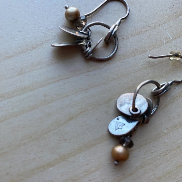 Silpada Sterling silver Smoky Quartz Copper Pearl Dangle Drop W1550 Earrings - Picture 2 of 2
